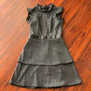 Girls dress with vegan leather trim